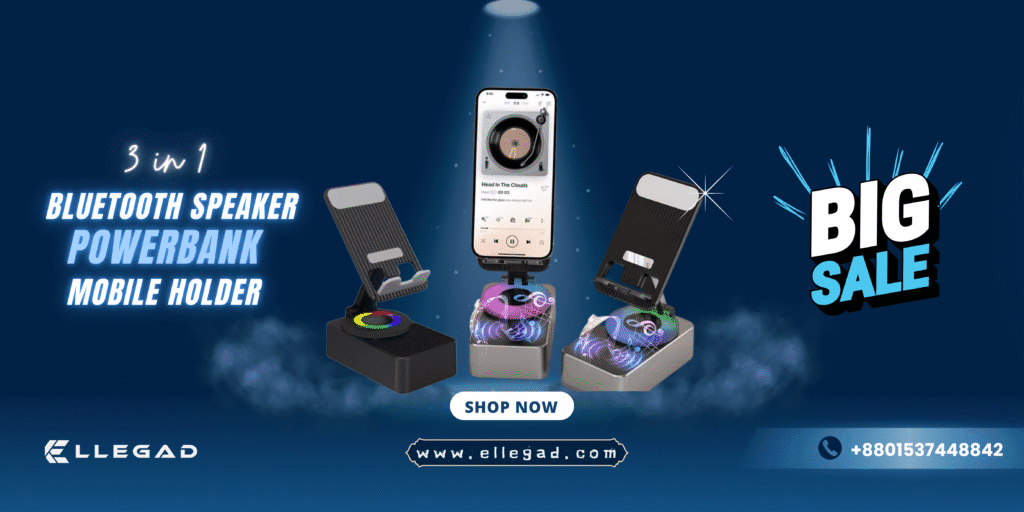 3 in 1 Bluetooth speaker, mobile holder, powerbank