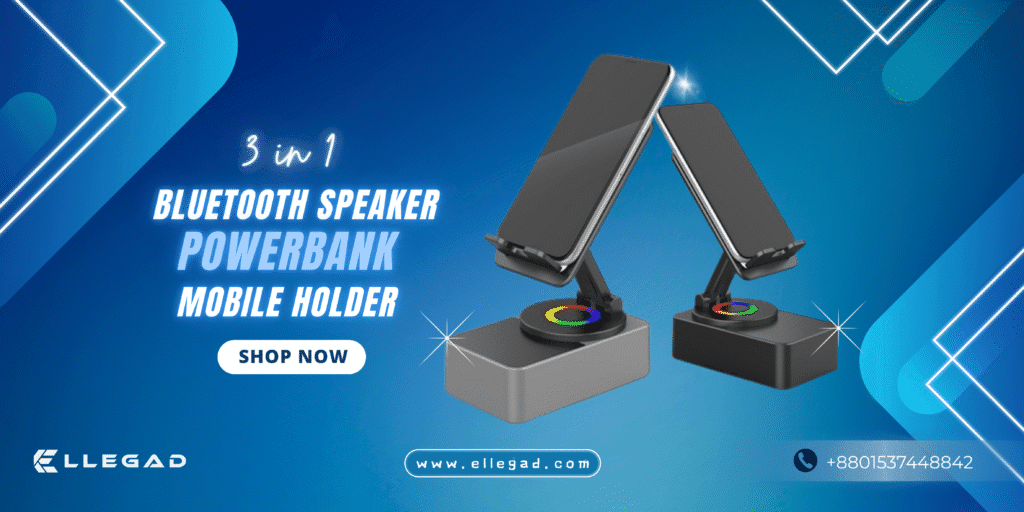 3 in 1 Bluetooth speaker, mobile holder, powerbank