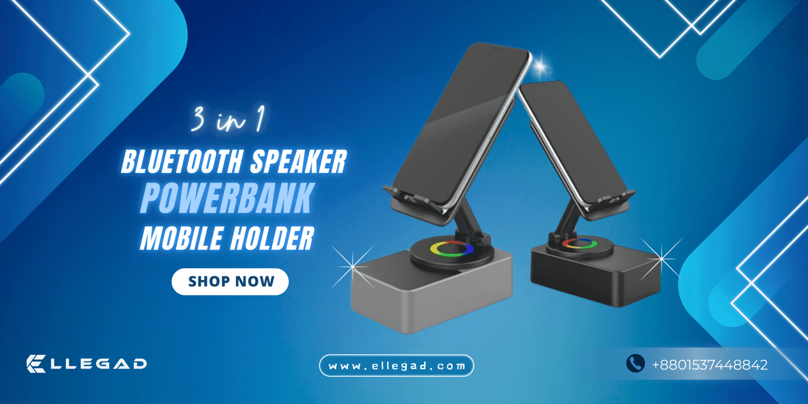 3 in 1 Bluetooth speaker, mobile holder, powerbank