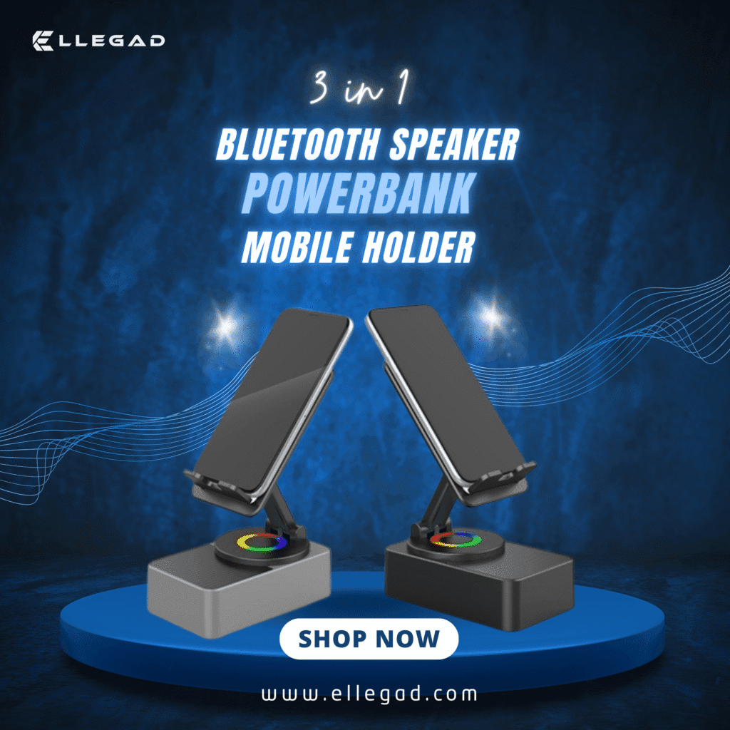 3 in 1 Bluetooth Speaker, Mobile Holder and Powerbank