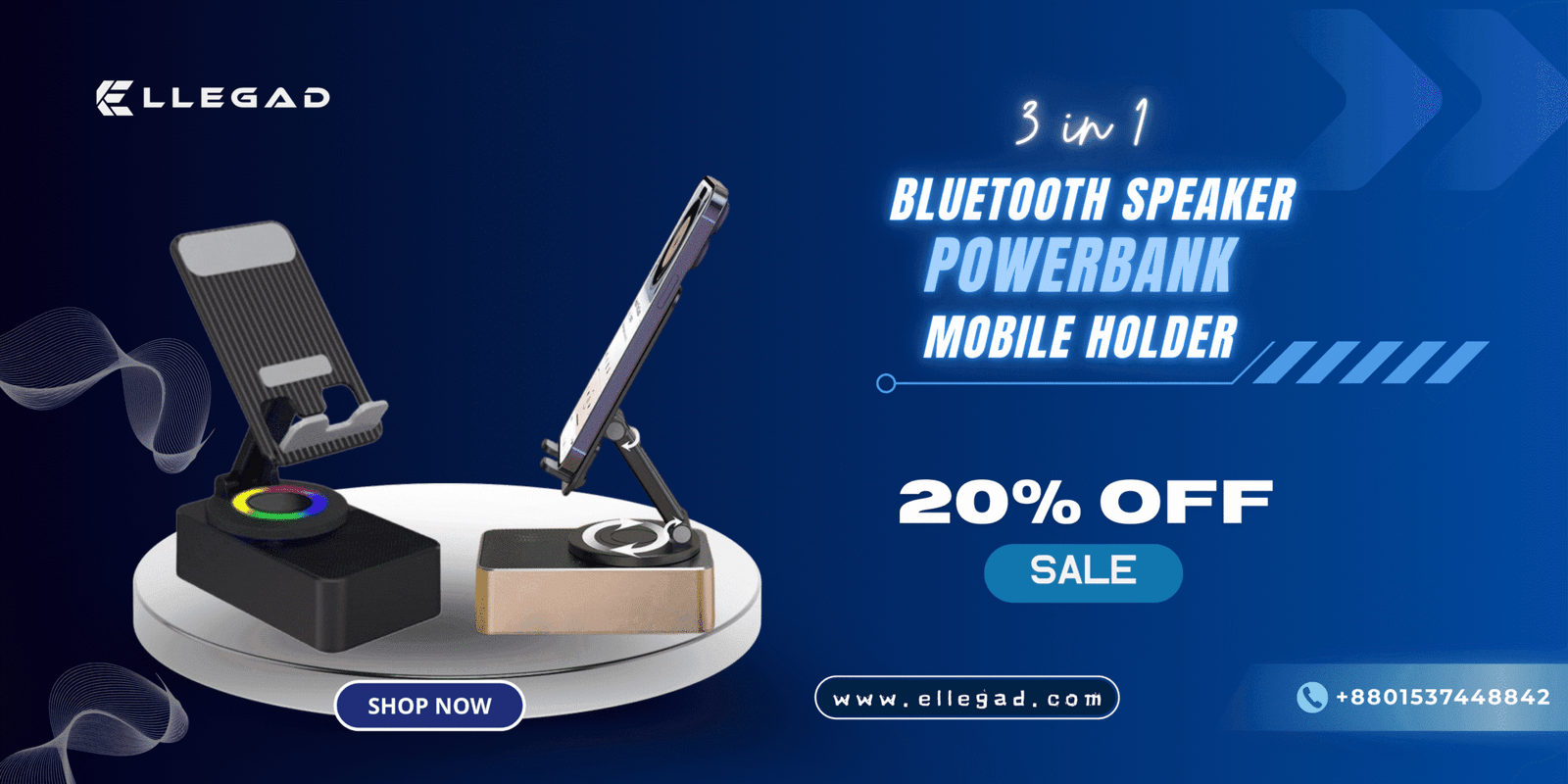 3 in 1 Bluetooth, mobile holder, powerbank